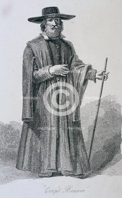 'Corpe Bearer', [sic], c1665, Cries of London, (c1819?). Artist: John Thomas Smith