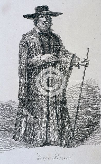 'Corpe Bearer', [sic], c1665, Cries of London, (c1819?). Artist: John Thomas Smith
