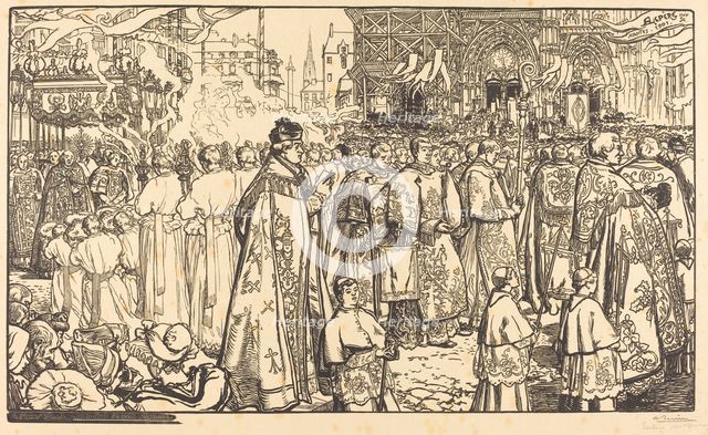 Corpus Christi Procession at Nantes (Procession de la Fete Dieu a Nantes), 1901. Creator: Auguste Lepere.