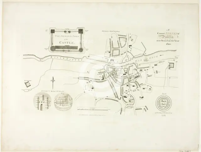 Correct Survey of Dublin, As It Stood in the Year 1610, published July 1792. Creator: James Malton.