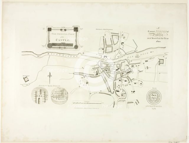 Correct Survey of Dublin, As It Stood in the Year 1610, published July 1792. Creator: James Malton.