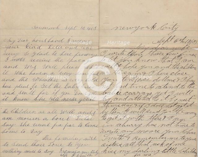 Correspondence between an African-American husband and wife, 1883-1889.  Creator: Unknown.