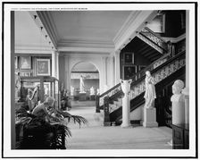 Corridor and staircase, 2nd floor, Worcester Art Museum, c.between 1910 and 1920. Creator: Unknown