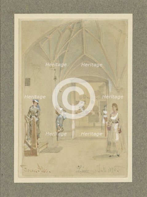 Corridor of a guesthouse with a view into the kitchen, 1875. Creator: Franz Alt.