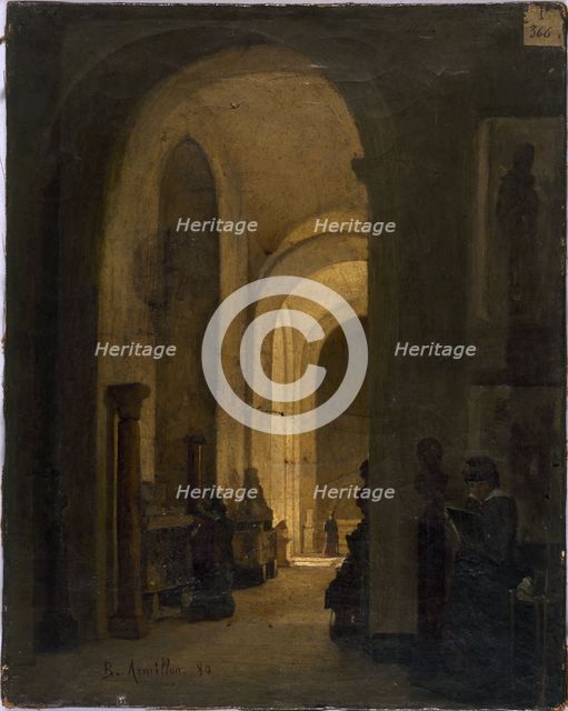 Corridor of the Louvre, 1880. Creator: B Armillon.