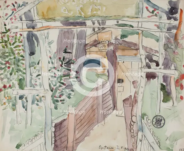 'Corridor to the Dugout. Optowa, May 3, 1916', May 3, 1916.  Creator: Leopold Gottlieb.