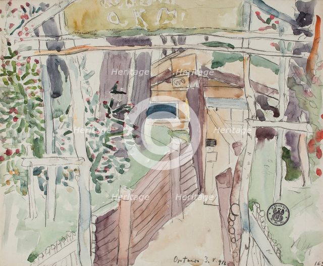 'Corridor to the Dugout. Optowa, May 3, 1916', May 3, 1916.  Creator: Leopold Gottlieb.