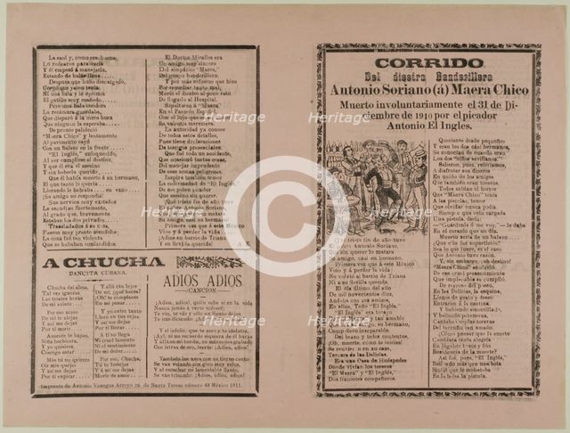 Corrido del diestro Banderillero Antonio Soriano (a) Maera Chico (Ballad of the Skilled..., n.d. Creator: José Guadalupe Posada.