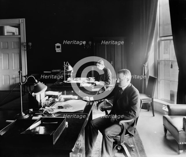 Cortelyou. Secty. Cortelyou and Barnes in office, between 1890 and 1910.  Creator: Unknown.