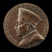 Cosimo de Medici, 1389-1464, Pater Patriae [obverse], c. 1465/1469. Creator: Unknown