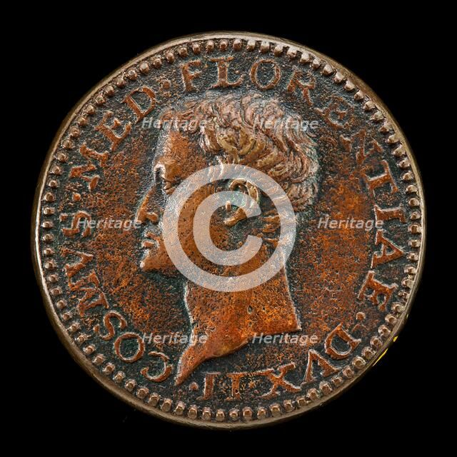 Cosimo I de' Medici, 1519-1574, 2nd Duke of Florence 1537, later Grand Duke of Tuscany 1569 [reverse Creator: Domenico de'Vetri.