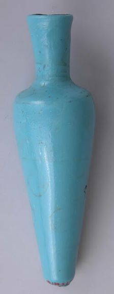 Cosmetic Flask (Mukhula) of Opaque Turquoise Glass, probably Egypt, 8th-9th century. Creator: Unknown