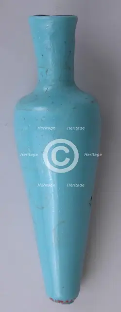 Cosmetic Flask (Mukhula) of Opaque Turquoise Glass, probably Egypt, 8th-9th century. Creator: Unknown.