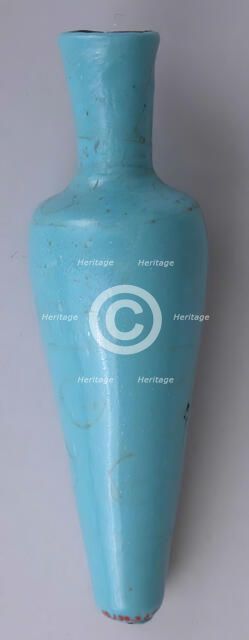 Cosmetic Flask (Mukhula) of Opaque Turquoise Glass, probably Egypt, 8th-9th century. Creator: Unknown.