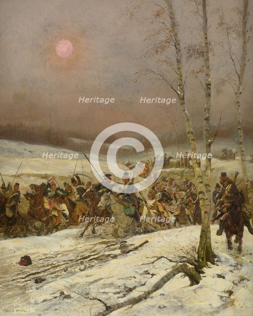 Cossacks Attacking a squadron of the Guards of Honour, c. 1910. Artist: Detaille, Édouard (1848-1912)