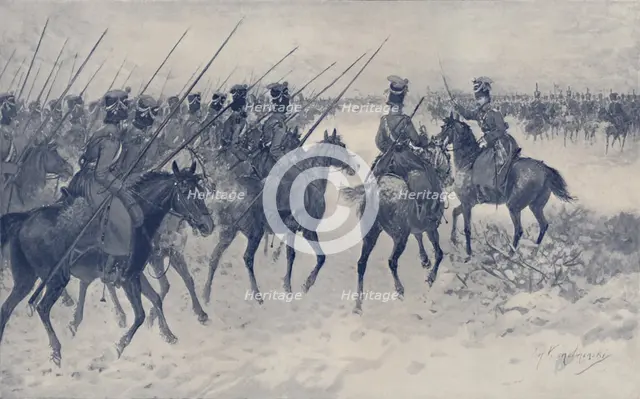 'Cossacks Awaiting A French Cavalry Charge', 1812, (1896).  Artist: Unknown.