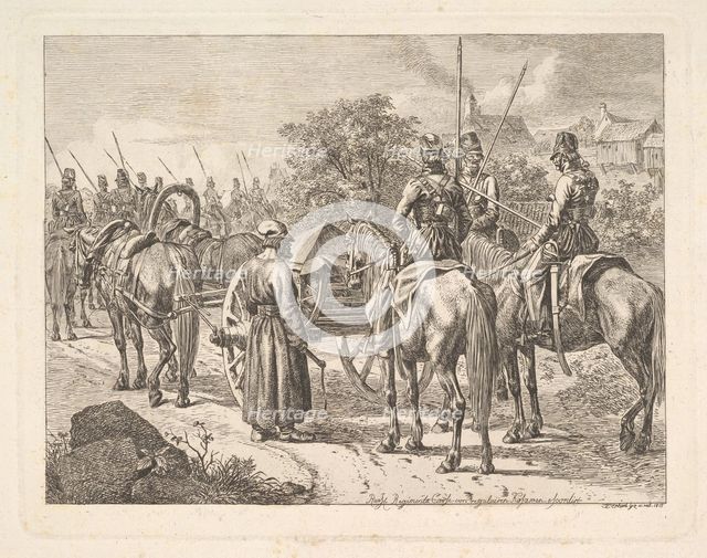 Cossacks Escorting the Regimental Cassone, 1815. Creator: Johann Christian Erhard.