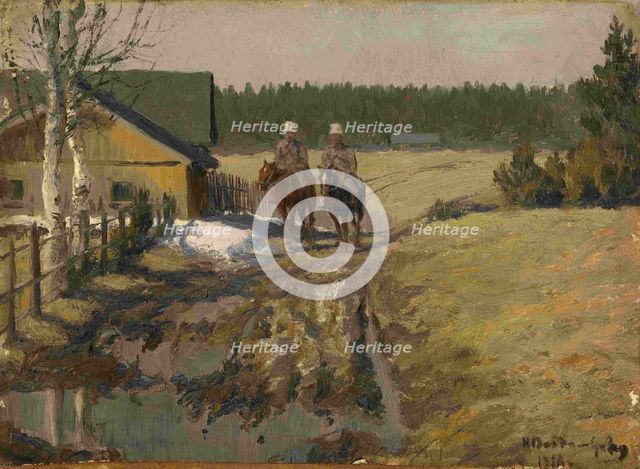 Cossacks on Horseback, 1916. Artist: Vladimirov, Ivan Alexeyevich (1869-1947)
