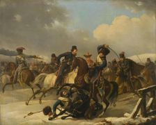 Cossacks pursued retreating French soldiers, 1812, 1827. Artist: Desarnod, Auguste-Joseph (1788-1840)