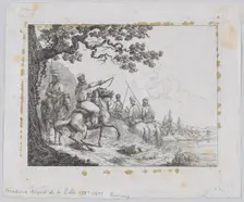 Cossacks riding along a riverbank, 1814. Creator: Friedrich August de La Belle