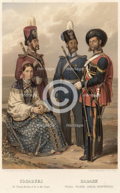 Cossacks (Uralka, Ural, Donetsk, Chernomoret), 1862. Creator: Karlis Huns.