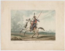 Cossack at the battle, 1815. Artist: Vernet, Carle (1758-1836)