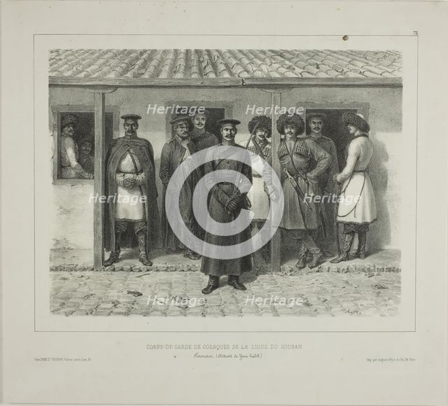 Cossack Bodyguards of the Line, Kuban, Taman, Détroit de Yéni-Kaleb, October 9, 1837, 1846. Creator: Auguste Raffet.