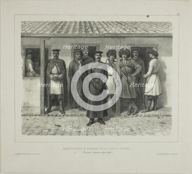 Cossack Bodyguards of the Line, Kuban, Taman, Détroit de Yéni-Kaleb, October 9, 1837, 1846. Creator: Auguste Raffet.