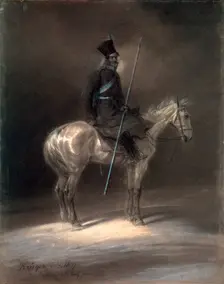 Cossack on Horseback 1837. Artist: Franz Kruger