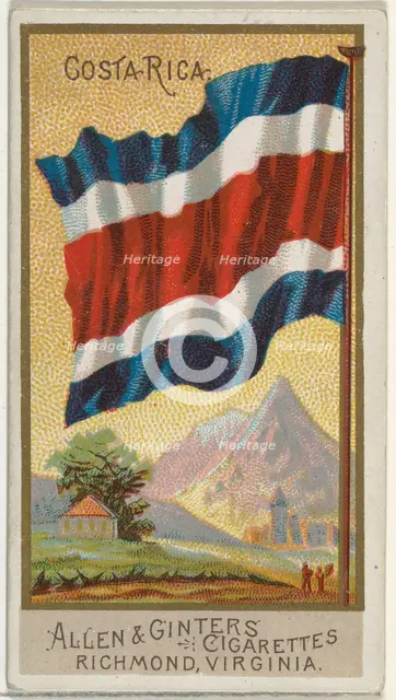 Costa Rica, from Flags of All Nations, Series 2 (N10) for Allen & Ginter Cigarettes Brands..., 1890. Creator: Allen & Ginter.