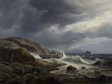 Costal Landscape with stranded Ship, 1832. Creator: Christian Morgenstern