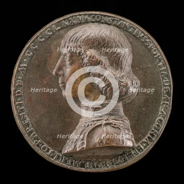 Costanzo Sforza, 1447-1483, Lord of Pesaro 1473 [obverse], 1475. Creator: Gianfrancesco Enzola.