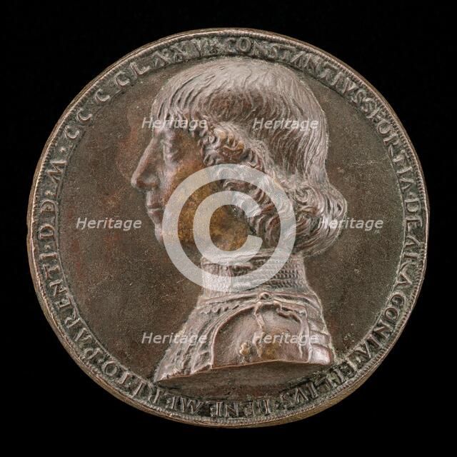 Costanzo Sforza, 1447-1483, Lord of Pesaro 1473 [obverse], 1475. Creator: Gianfrancesco Enzola.