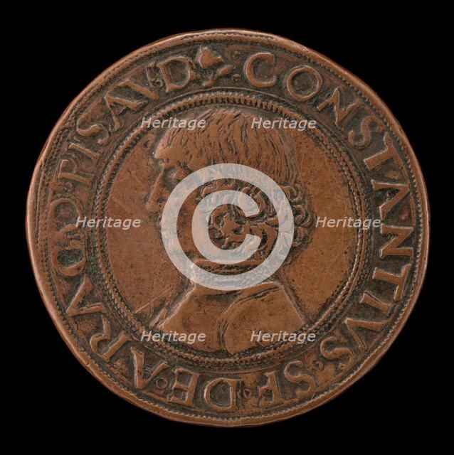 Costanzo Sforza, 1447-1483, Lord of Pesaro 1473 [obverse], probably 1456/1466. Creator: Gianfrancesco Enzola.