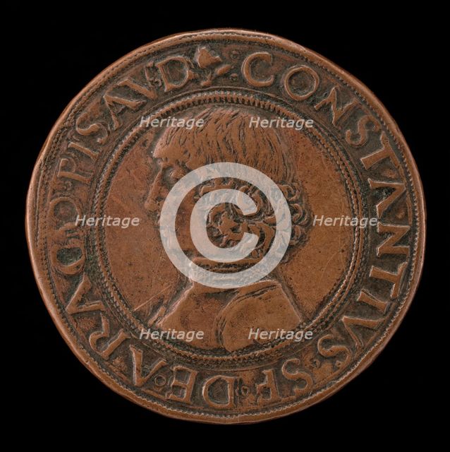 Costanzo Sforza, 1447-1483, Lord of Pesaro 1473 [obverse], probably 1456/1466. Creator: Gianfrancesco Enzola.