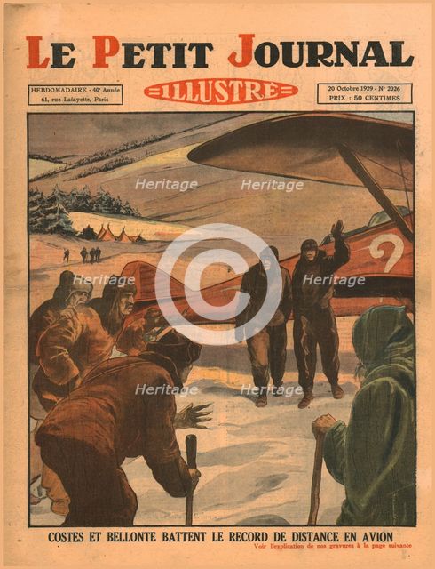 Costes and Bellonte beat the flying distance record, 1929. Creator: Unknown.