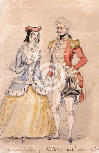 "Costume ball at the royal palace d. 4 March 1851".  Creator: Fritz von Dardel.