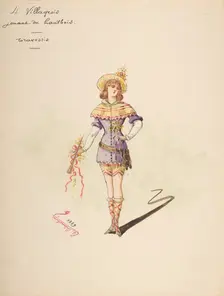 Costume Design for "4 Villageois jouant au hautbois" [a]; Descriptive Sheet of Costume... Creator: Charles Bianchini