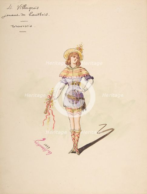 Costume Design for "4 Villageois jouant au hautbois" [a]; Descriptive Sheet of Costume... Creator: Charles Bianchini.