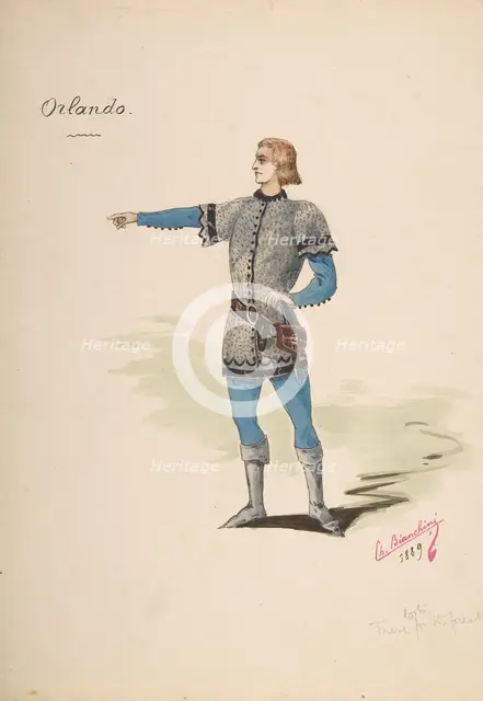 Costume Design for "Orlando", 1889. Creator: Charles Bianchini.