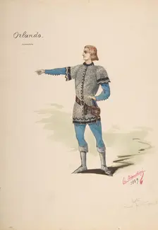 Costume Design for "Orlando", 1889. Creator: Charles Bianchini