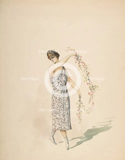 Costume Design for a Maiden Draped in White, n.d.. Creator: Charles Bianchini.