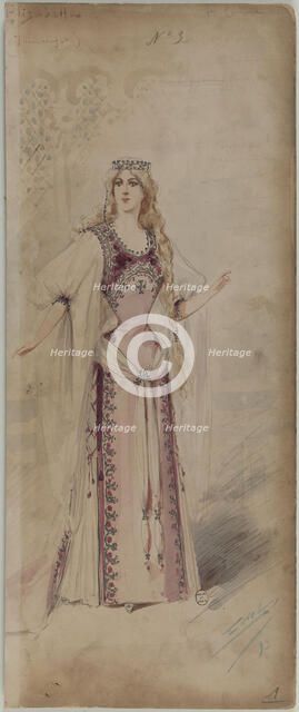 Costume design for Ella Russell als Elisabeth in the Opera "Tannhäuser" by Richard Wagner, 1890s. Creator: Edel (Colorno), Alfredo (1856-1912).