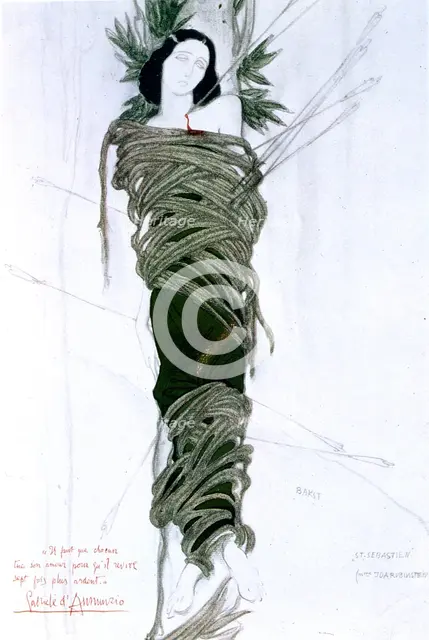Costume design for Italian writer Gabriele D'Annunzio's drama The Martyrdom of St Sebastian, 1911. Artist: Leon Bakst