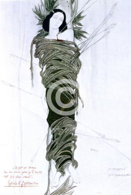 Costume design for Italian writer Gabriele D'Annunzio's drama The Martyrdom of St Sebastian, 1911. Artist: Leon Bakst