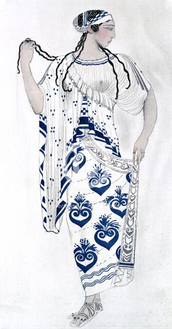 Costume design for Ida Rubinstein as Helen in the ballet Helen of Sparta, 1912. Artist: Leon Bakst