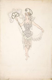 Costume Design for Lady with a Fan, 1890-99. Creator: Basil Crage