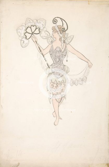 Costume Design for Lady with a Fan, 1890-99. Creator: Basil Crage.