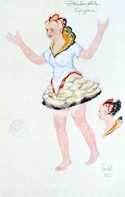 Costume design for Papegena, 1913. Artist: Unknown