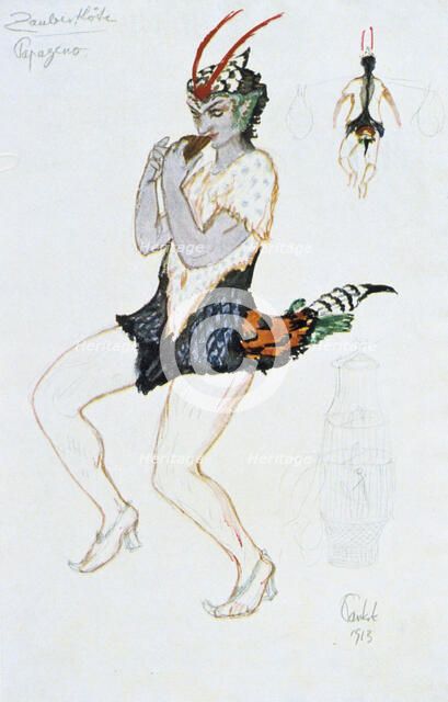 Costume design for Papegeno, 1913. Artist: Unknown